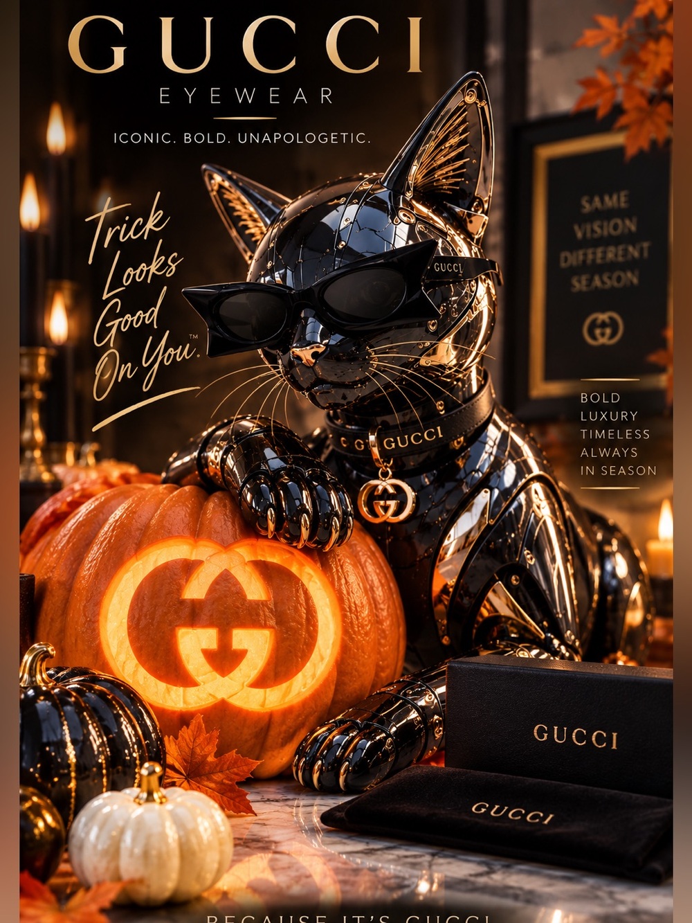 NWT Gucci Black Cat-Eye Sunglasses - Picture 2 of 4